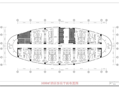 现代酒店 1000㎡ 客房平面图 客房 双人房平面图 平面图 施工图