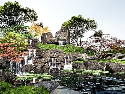 现代假山水景 假山石头 假山跌水 景观石