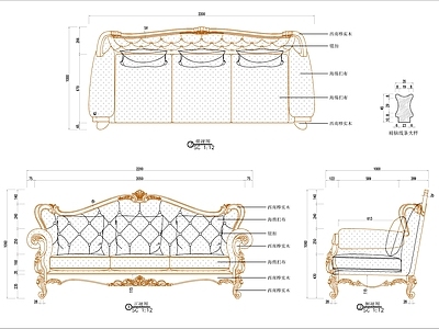 欧式沙发 欧式 施工图