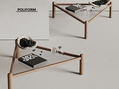 现代茶几 poliform 现代三角形茶几 实木茶几