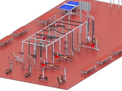 现代健身房 户外健身场 体育场 健身器材