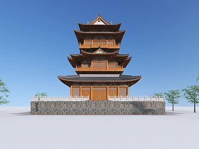 新中式中式古建 中式阁 古建阁 三层阁