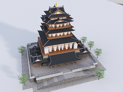 新中式中式古建 中式阁 古建阁 新中式阁 四层阁