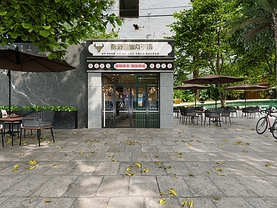 现代复古商业街 现代餐饮店头