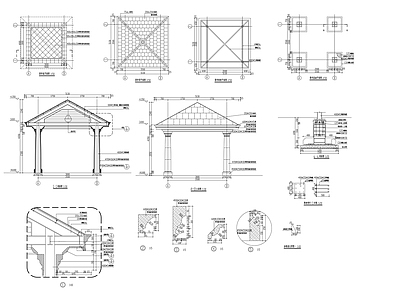 现代欧式亭子 景亭详图 施工图