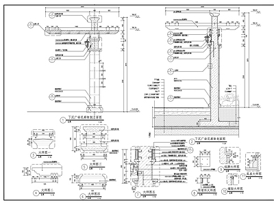 现代廊架 下沉广场廊架详 施工图