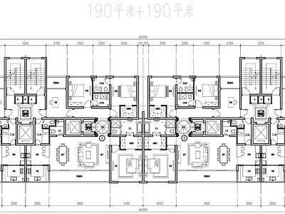 现代住宅楼建筑 双 大高层 集中双 户型 施工图