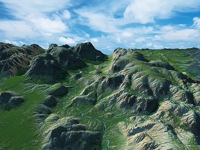 现代其他景观 山脉 河流 丘陵