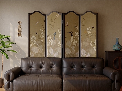 新中式中古屏风 中古风 中古 木 藤编