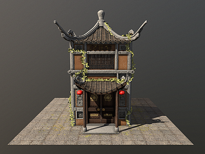 中式古建 草药店铺