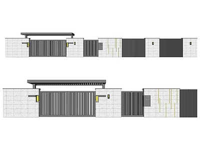 现代庭院门 铝合金庭院 金属头 花园院 围墙 电动移