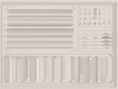 现代雕花 法式雕花 石膏线 法式罗马柱 角花