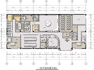 现代整体办公空间 900平米办公室 设计办公室平面图 公司办公室平面图 施工图