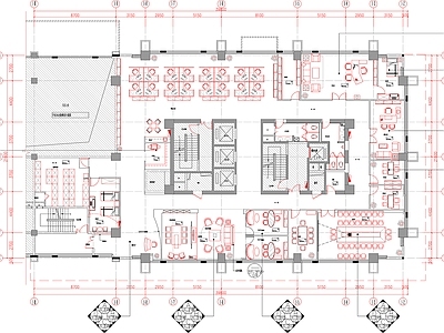 现代整体办公空间 750平办公空间 施工图