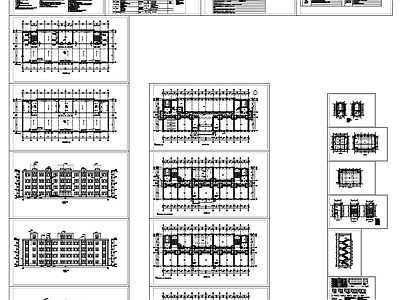 现代学校建筑 四层教学楼建施 施工图