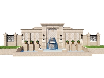 简欧庭院 水景 施工图