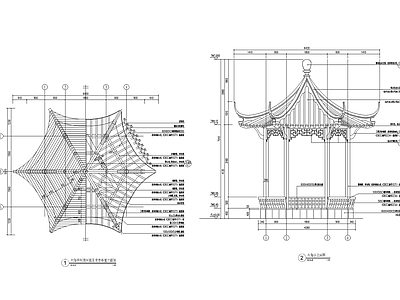 新中式亭子 六角亭详图 六角亭 景观亭 凉亭 施工图
