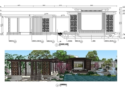 中式廊架 中式亭廊 连廊 施工图
