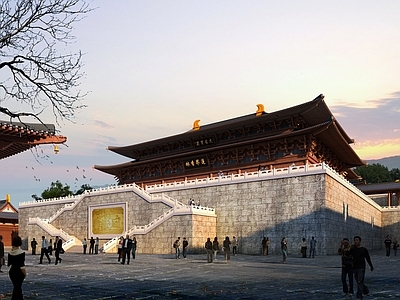 中式寺庙建筑 大雄宝殿 寺庙