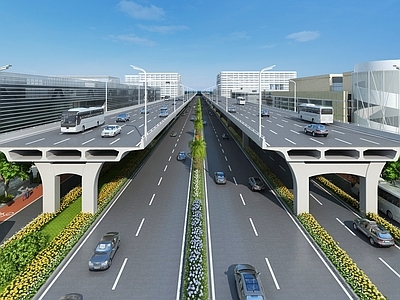 现代桥 高架桥 道路 街道景观