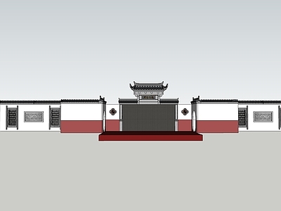 中式古建筑 徽派建筑 舞台 中式