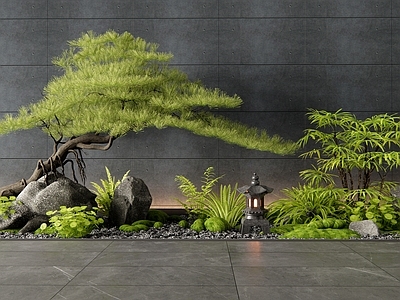 新中式庭院小品 室内造景 造型 苔藓 组合