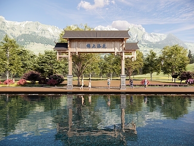 现代新中式牌坊牌楼 牌坊 大门 寨门 入口大门 门