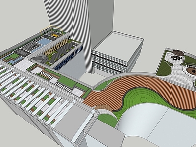 新中式现代屋顶花园 屋顶花园 公建花园 小花园 办公楼休憩空间