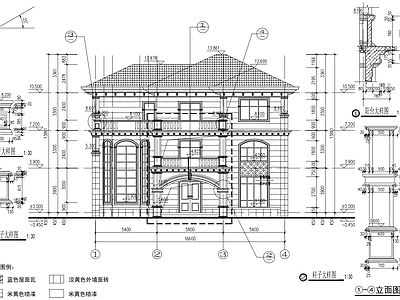 现代别墅建筑 自建房 独栋别墅 三层 施工图