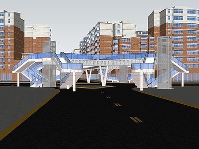 现代其他景观小建筑 人行天桥 天桥设计 跨街天桥