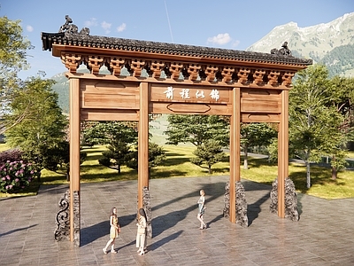 现代新中式牌坊牌楼 牌坊 大门 寨门 入口大门 门