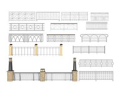 现代其他景观 铁艺栏杆 围栏