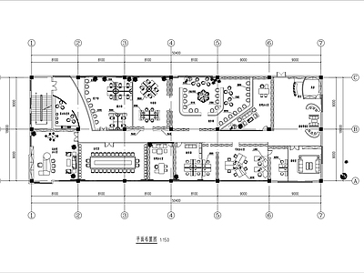 现代整体办公空间 广告公司办公室 设计办公室平面图 综合办公室平面图 施工图