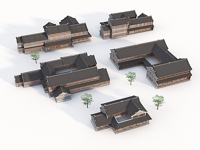 新中式中式古建 新中式商业街 中式古建组合 古街组合