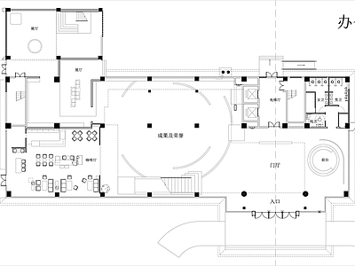 现代新中式整体办公空间 办公室 总经理董事长办公 展厅 施工图