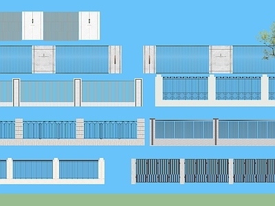 现代新中式小区景观 围墙