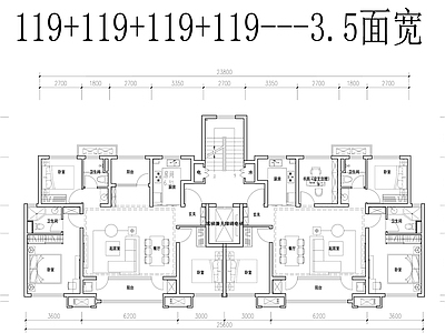 现代住宅楼建筑 17层 T2 小高层 小户型 施工图