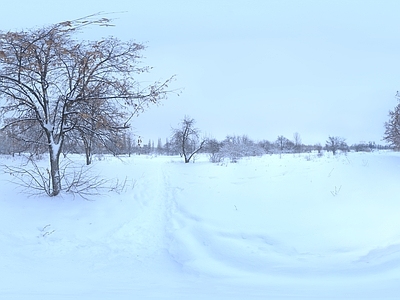 现代中式户外HDR 雪地hdr 冬季hdr