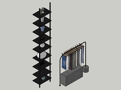 北欧极简橱窗 金属架 面料展示架 服装展示架