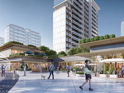 现代小公建 小区入口 商业街