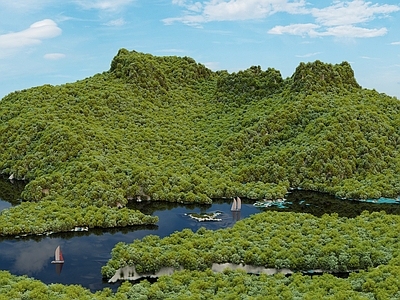 现代其他景观 山水 滨水 山林 大山