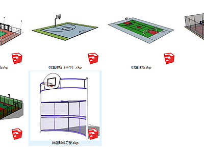 现代小区景观 篮球场地运动场地