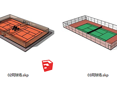 现代小区景观 网球场运动场地