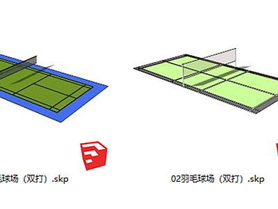 现代小区景观 羽毛球场运动场地