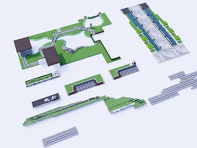 现代新中式口袋公园 场地 庭院 公园 口袋公园