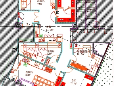 现代工装图库 餐饮 餐厅 平面图 布置图 施工图 工装图库
