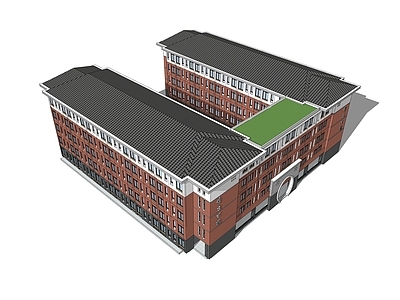 新中式学校建筑 教学楼学校