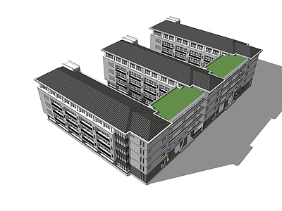 新中式学校建筑 教学楼学校