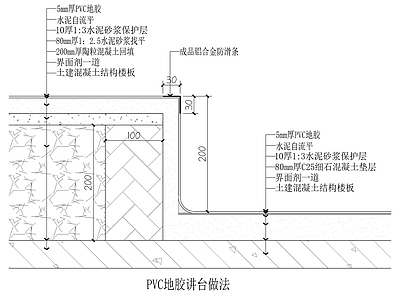 现代地面节点 地胶讲台做法 施工图 地面节点