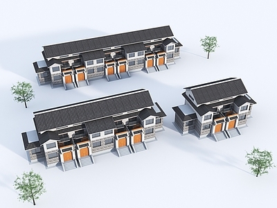 新中式古建 中式排屋 新中式别墅 中式花园洋房